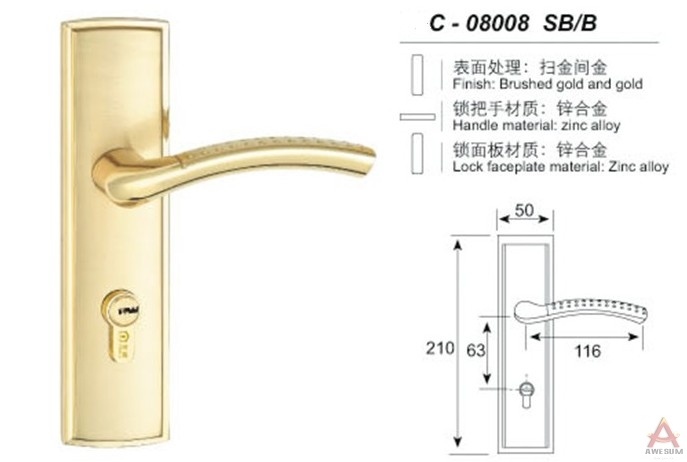 Awesum High Quality Modern Middle-size Lock C08008SBB